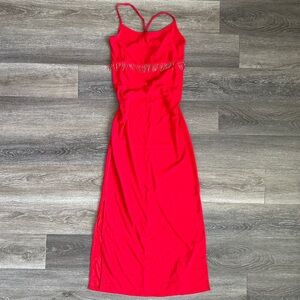 Pia vintage y2k 90s bright red festive holiday open back maxi dress
